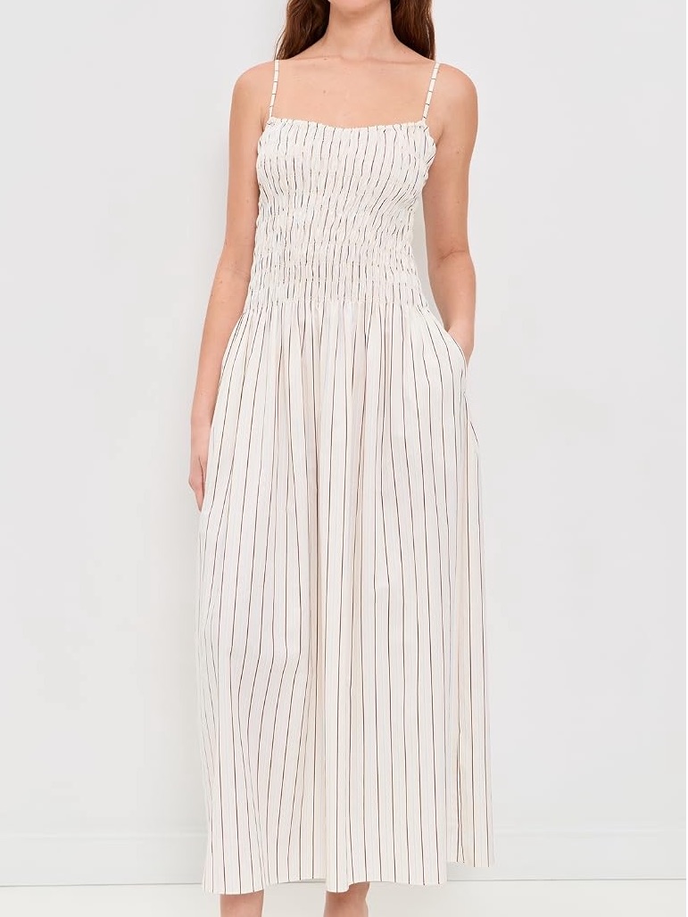 Nwot Faithfull The Brand Araceli Dress In Fiori Stripe Lemon